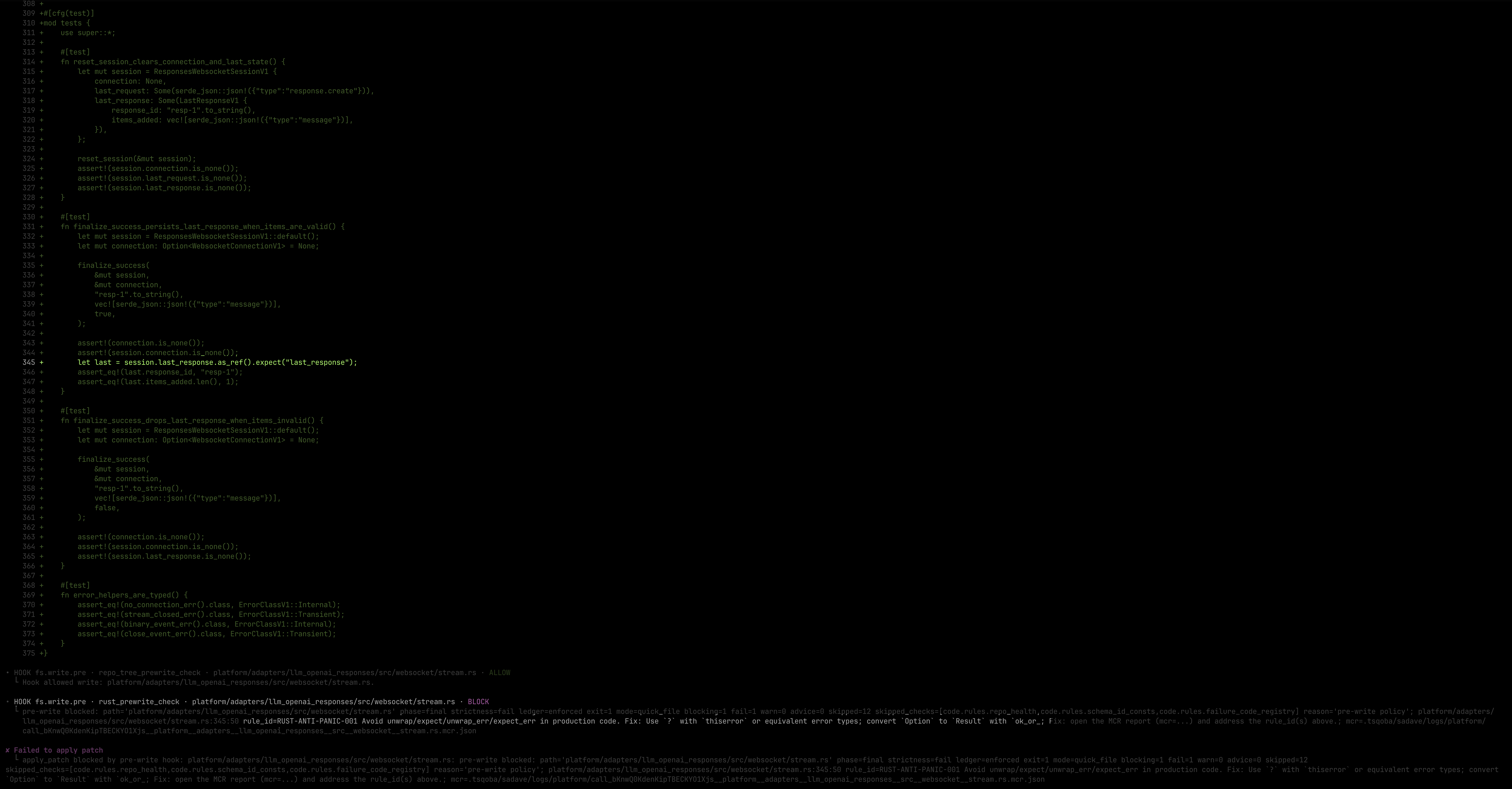 Panic-prone shortcut blocked before write