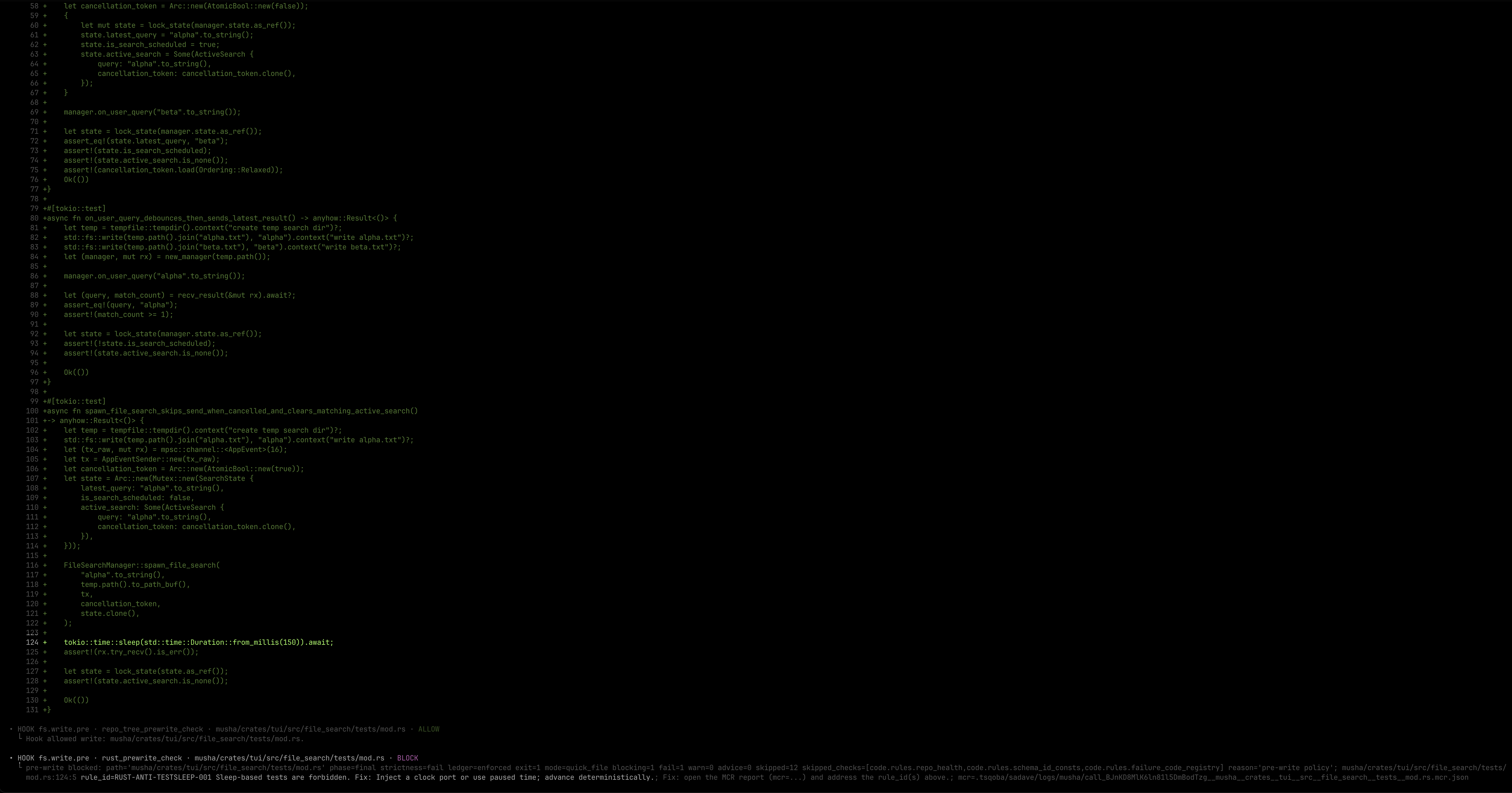 Sleep-based timing shortcut blocked before write